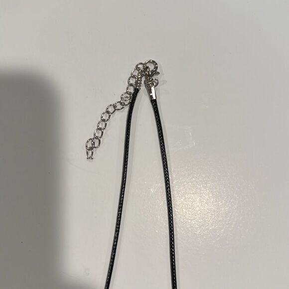 Red Pendant Necklace with Black Cord - Picture 3 of 4